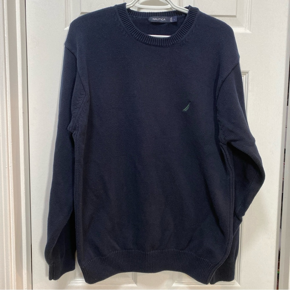 Nautica Long Sleeve Sweater Men's Size L Navy Blue